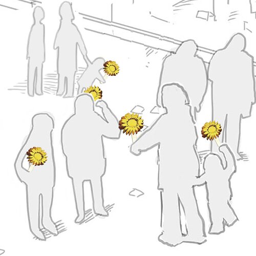 Aktionskiste Waffel am Stiel (Grnes Sonneblumen Design)